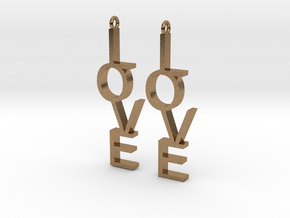 Love Earrings Small  in Natural Brass