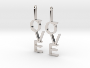 Love Earrings Small  in Rhodium Plated Brass