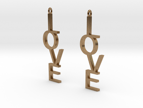 Love Earrings Large  in Natural Brass