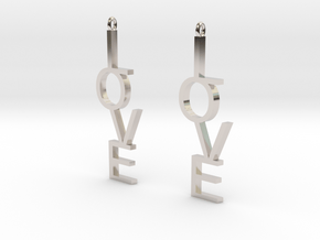 Love Earrings Large  in Rhodium Plated Brass