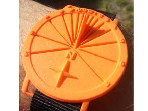 27.75N Sundial Wristwatch With Compass Rose in Orange Processed Versatile Plastic
