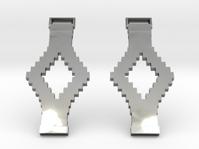 Tetris Earrings in Fine Detail Polished Silver