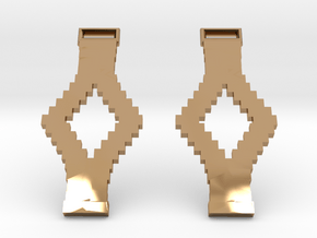 Tetris Earrings in Polished Brass
