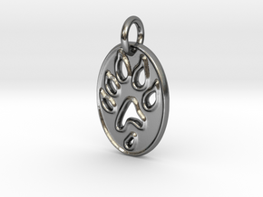 Tiny paw print ferret necklace in Polished Silver