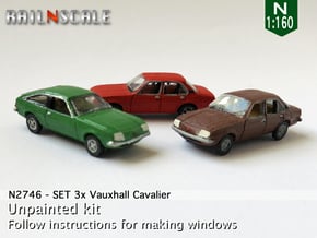 SET 3x Vauxhall Cavalier (N 1:160) in Smooth Fine Detail Plastic
