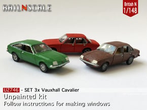 SET 3x Vauxhall Cavalier (British N 1:148) in Smooth Fine Detail Plastic