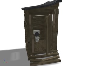 Scrap-lumber Ramshackle Outhouse, N-Scale (1:160) in Tan Fine Detail Plastic