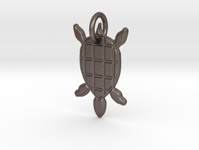 Turtle Pendant in Polished Bronzed Silver Steel