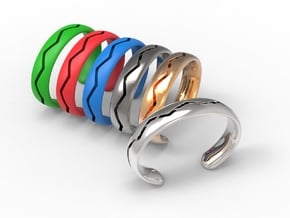 Bracelet02-zigzag in Polished Silver