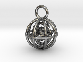 Charm: Spheres within Sheres in Fine Detail Polished Silver
