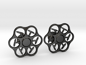 Hex Drone Cufflinks in Matte Black Steel