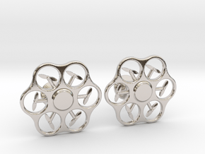 Hex Drone Cufflinks in Rhodium Plated Brass