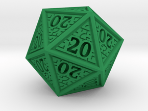 Hedron D20 (All 20's version) Solid in Green Processed Versatile Plastic
