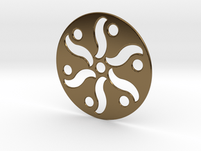 Crop Circle Pendant Flower in Polished Bronze
