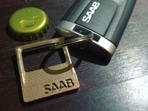 SAAB - Key Ring Pendant Bottle Opener in Polished Bronzed Silver Steel