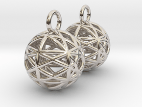 Armilliary Earrings in Rhodium Plated Brass