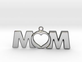 Love Mom Pendant in Polished Silver