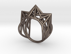 Ring size 6 US (16.5mm diameter) in Polished Bronzed Silver Steel