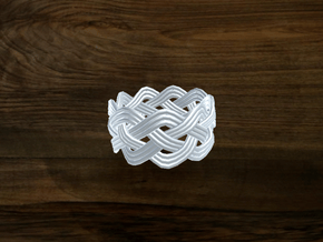 Turk's Head Knot Ring 4 Part X 9 Bight - Size 6.75 in White Natural Versatile Plastic