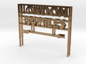 London 350 miles Sign in Natural Brass