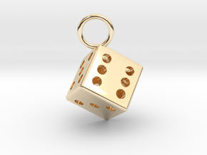 Charm: Dice in 14k Gold Plated Brass