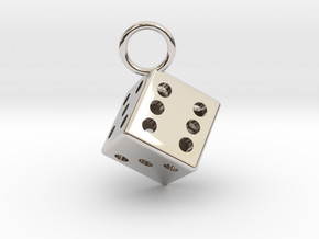 Charm: Dice in Rhodium Plated Brass
