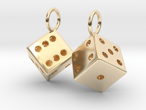 Charm: 2 Dice in 14k Gold Plated Brass