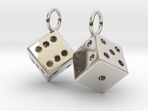 Charm: 2 Dice in Rhodium Plated Brass