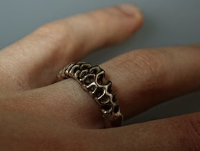 Voronoi Ring  in Polished Bronzed Silver Steel