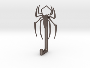 Spiderman Logo hook in Polished Bronzed Silver Steel