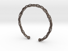 Plastic twist wrist band (M) in Polished Bronzed Silver Steel