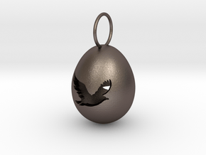 Bird Egg Pendant in Polished Bronzed Silver Steel