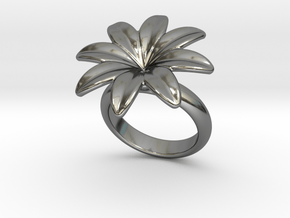 Flowerfantasy Ring 15 - Italian Size 15 in Fine Detail Polished Silver
