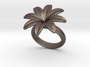Flowerfantasy Ring 15 - Italian Size 15 in Polished Bronzed Silver Steel