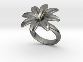 Flowerfantasy Ring 16 - Italian Size 16 in Fine Detail Polished Silver