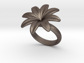 Flowerfantasy Ring 16 - Italian Size 16 in Polished Bronzed Silver Steel