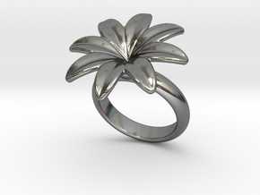 Flowerfantasy Ring 17 - Italian Size 17 in Fine Detail Polished Silver
