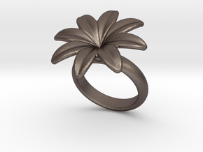 Flowerfantasy Ring 17 - Italian Size 17 in Polished Bronzed Silver Steel