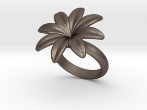Flowerfantasy Ring 18 - Italian Size 18 in Polished Bronzed Silver Steel