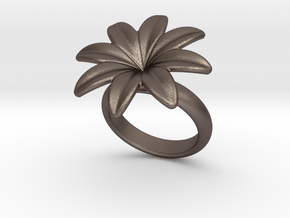 Flowerfantasy Ring 19 - Italian Size 19 in Polished Bronzed Silver Steel