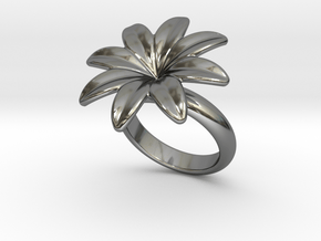 Flowerfantasy Ring 20 - Italian Size 20 in Fine Detail Polished Silver