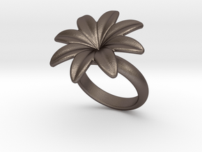 Flowerfantasy Ring 20 - Italian Size 20 in Polished Bronzed Silver Steel