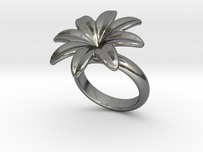 Flowerfantasy Ring 21 - Italian Size 21 in Fine Detail Polished Silver