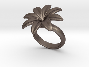 Flowerfantasy Ring 21 - Italian Size 21 in Polished Bronzed Silver Steel