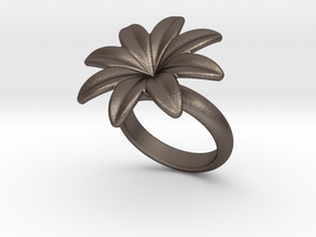 Flowerfantasy Ring 22 - Italian Size 22 in Polished Bronzed Silver Steel