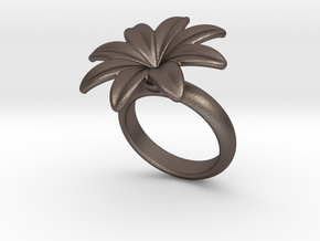 Flowerfantasy Ring 23 - Italian Size 23 in Polished Bronzed Silver Steel