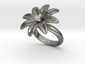 Flowerfantasy Ring 24 - Italian Size 24 in Fine Detail Polished Silver