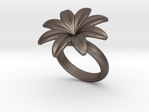 Flowerfantasy Ring 25 - Italian Size 25 in Polished Bronzed Silver Steel