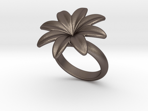 Flowerfantasy Ring 26 - Italian Size 26 in Polished Bronzed Silver Steel