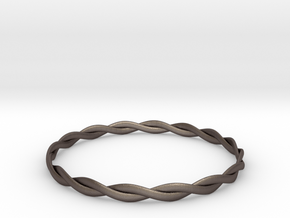 Double Twist Bangle in Polished Bronzed Silver Steel